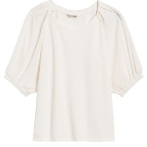 Banana Republic Cream Puff-Sleeve Tee in Off-White